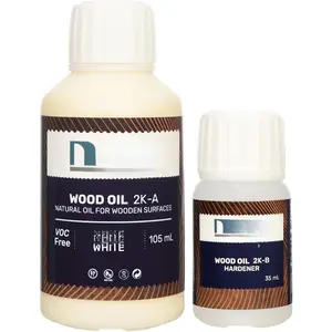 2 Component  Stain Oil, 140 mL (4.73 fl oz), l White, Easy to Apply, Very Low Odor, Linseed Oil, Interior Furniture & Flooring, Dries Fast, VOC/Solvent Free, Hardwax Oil