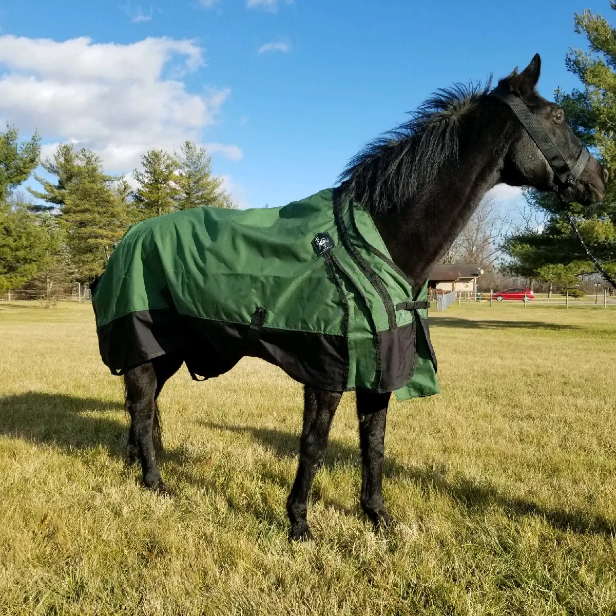 Yukon Freedom Fit Waterproof Unlined/Rain Sheet Turnout Blankets for Horses - Customizable Fit with Front Yoke and Angled Shoulder Gusset