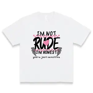 I'm Not Rude I'm Honest Checkered Heart Lightning Graphic Women's Sassy Relatable Cotton Tee For Funny Casual Wear & Trendy Fits