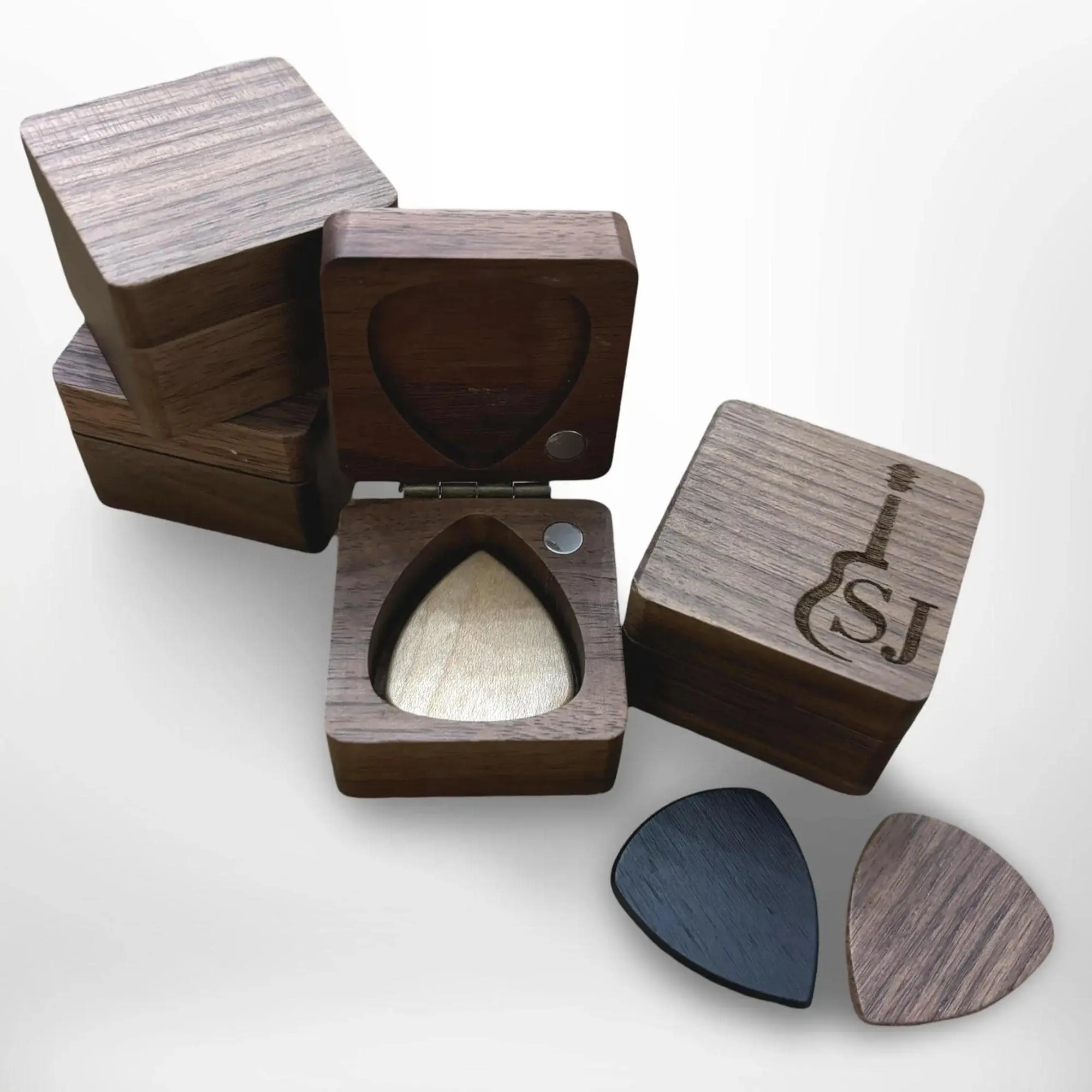 Custom Wooden Guitar Pick Holder & Plectrum Organizer