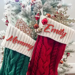 2025 Embroidered Christmas Stocking, Knitted Family Stocking, Personalized Xmas Stocking with Name,Holiday Stockings,Christmas Family Gifts