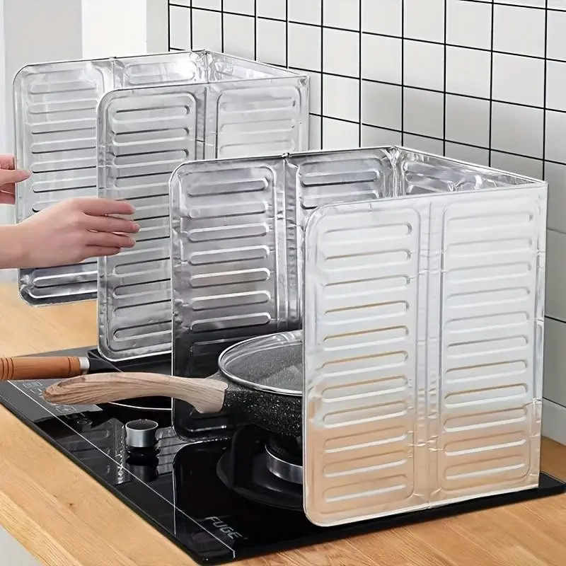 Kitchen Stove Splash Guard, Foldable Anti-stick Insulation Stove Splash Guard, Cooking Splash Guard for Home Kitchen, Easy Storage, Quick Cleanup, Foldable Design