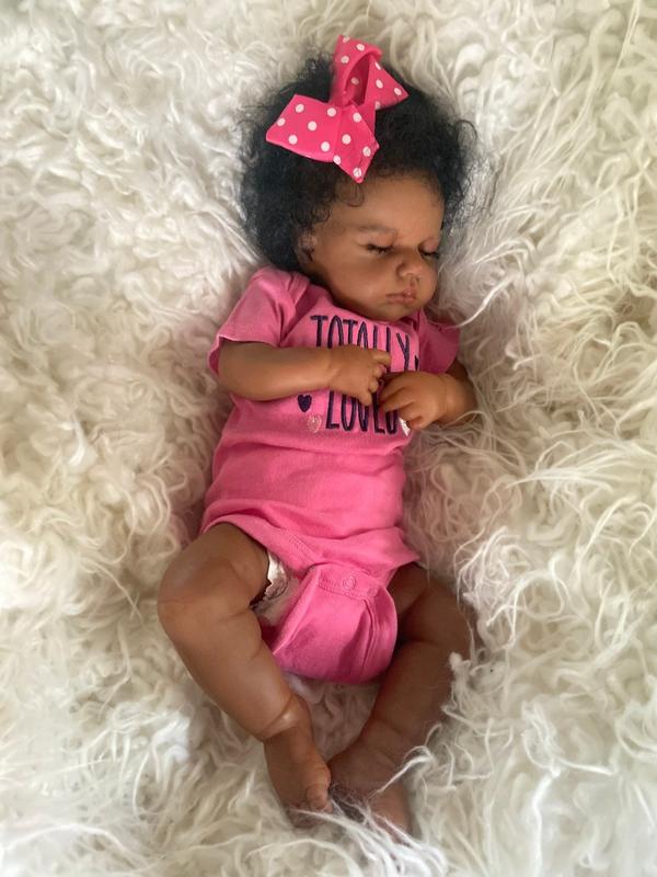 Reborn Baby Dolls Black Girl-20 Inch Realistic Newborn Baby Doll Weighted Soft Cloth Body Vinyl Limbs Doll African American Baby Dolls Reborn Toddler Dolls Birthday Toy for Kids Age 3+