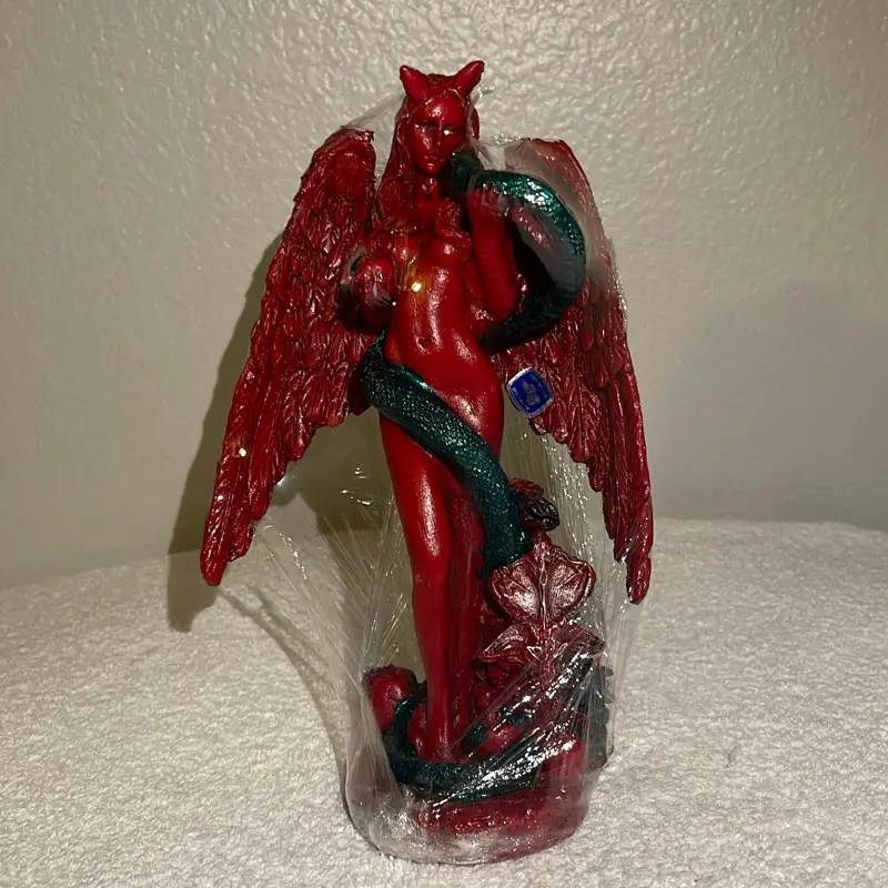 8 Inch Red Lilith Figurine with Wings and Serpent Design