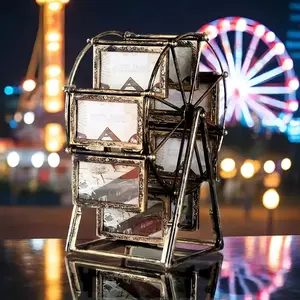 Vintage Ferris Wheel Photo Frame Set, 8pcs 4 Inch Frames, Durable Sturdy Frame, Elegant Home Decor for Living Room Bedroom Office, Perfect Gift for Valentine's Day Birthday Christmas
