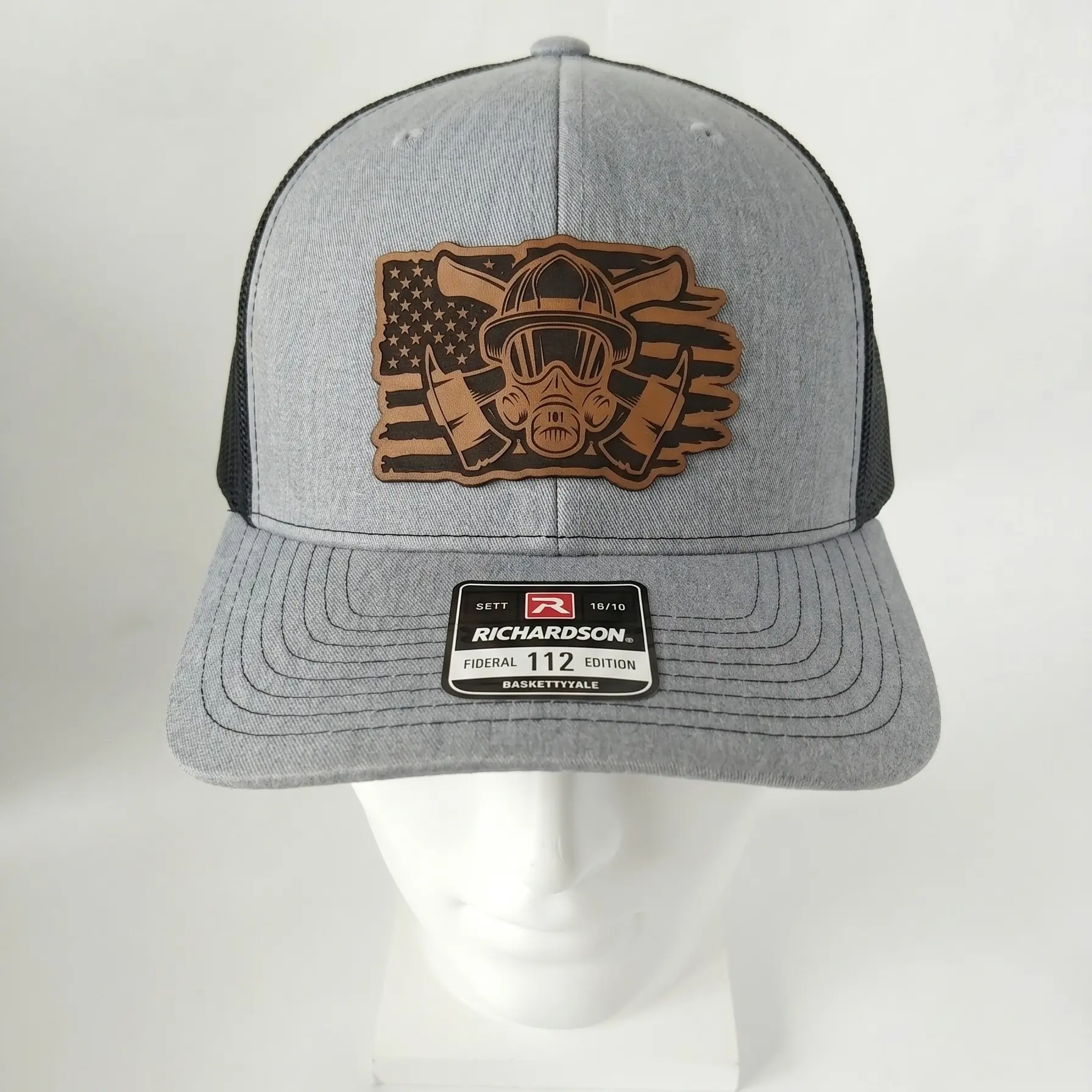 Firefighter Leather Patch Snapback Trucker Hat Available in Multiple Colors Great Gift for First Responders and Patriotic Fans