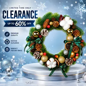 30cm Christmas Wreath, Pinecone Cotton Ball Bow Decorative Door Hanging Wreath, Holiday Home Window Display Decoration