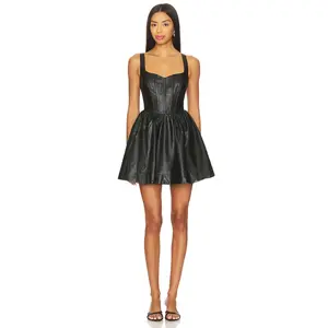 Bardot Savoy Faux Leather Mini Dress in Black