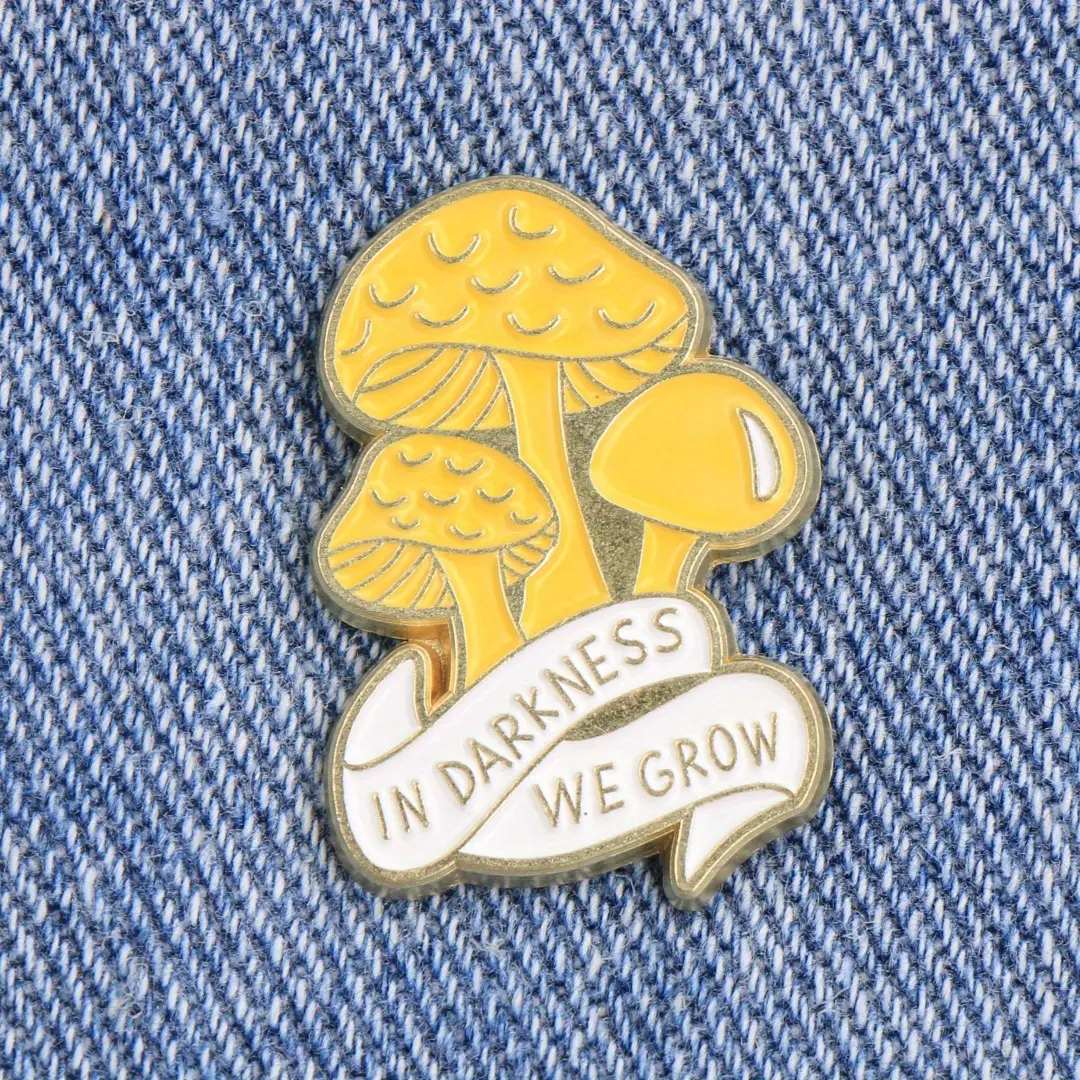 Cute Mushroom Alloy Brooch Pin Clip, Fun Phrases Metal Lapel Badge for Clothing & Backpack Fashion Accessories, Fashion Lapel Pin, Lapel Pins