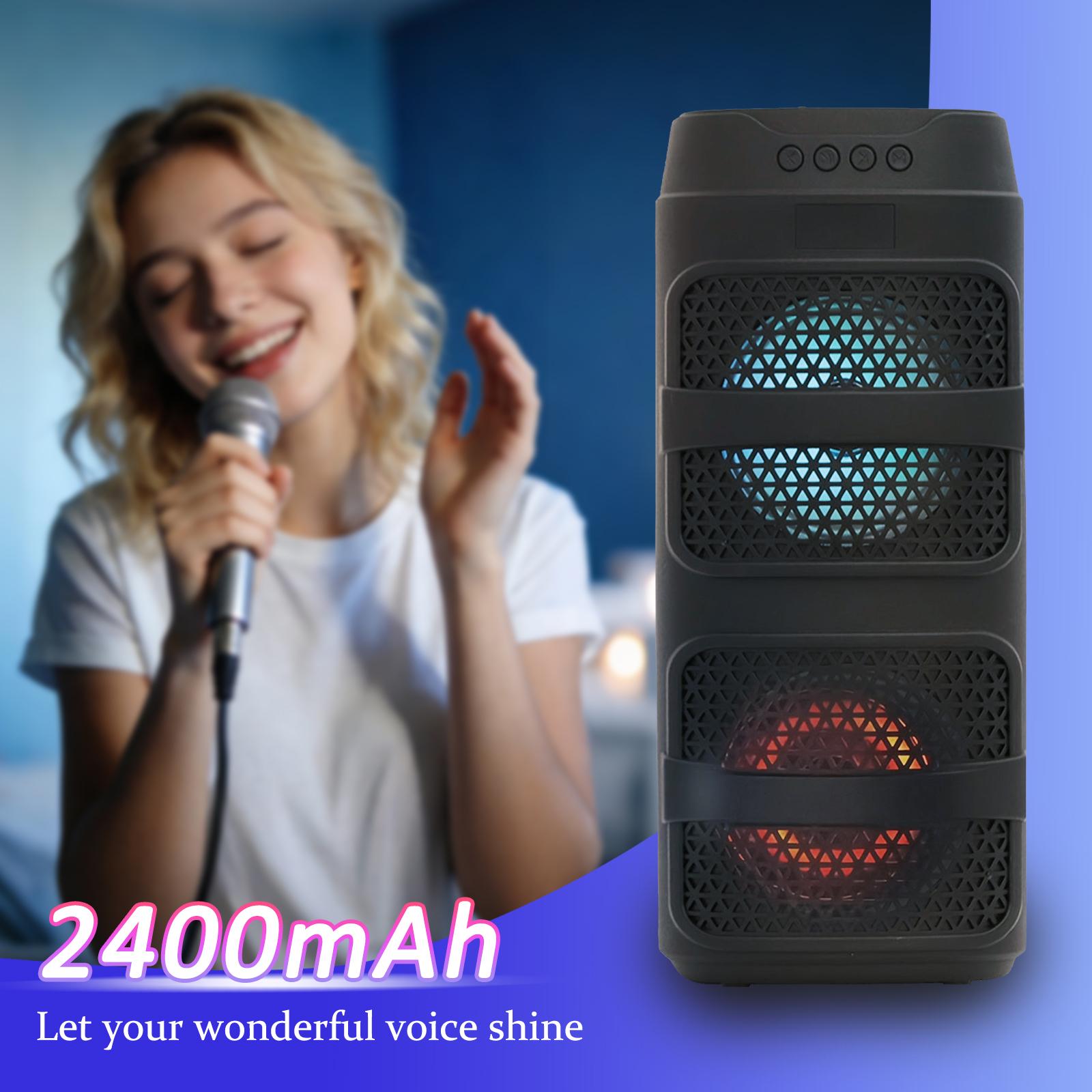 Portable Wireless Party Speaker with Subwoofer, Long-Lasting Battery, Neon LED Lights, Outdoor/Indoor Big Support TF Card MP3 Player Party for Home Camping Phone Computer PC