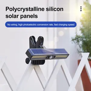 2-Pack Outdoor Solar Warm Light Clip-On Lanterns, Motion Sensor Security Lights for Porch, Yard, Garage, Energy Efficient Lighting Solution