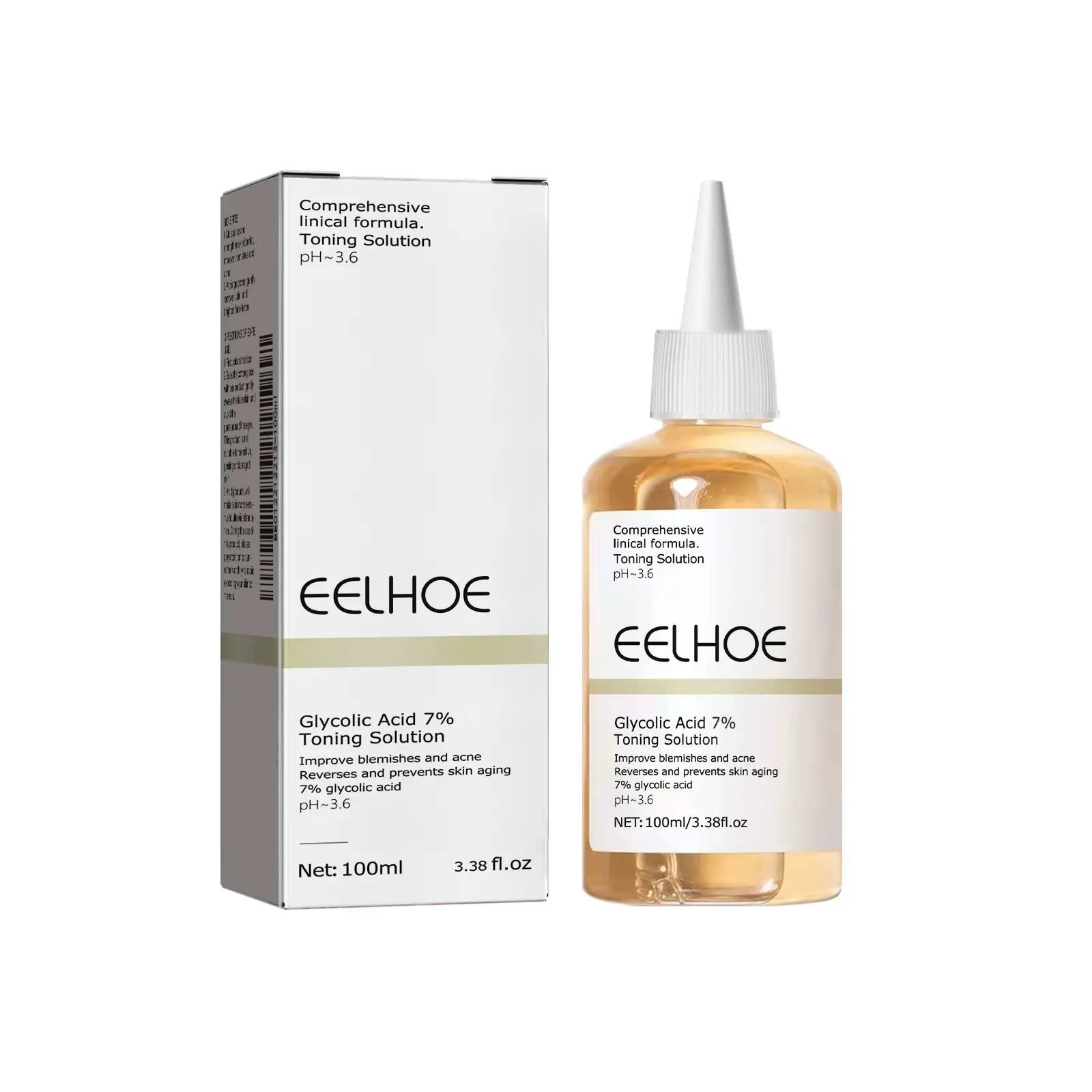 Glycolic Acid 7% Exfoliating Toner, Brightening & Smoothing Solution to Hydrate & Even Skin Tone, Soothing Formula with Ginseng for Evening Use