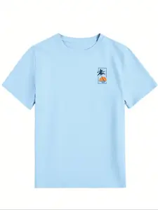 Men's Casual Graphic Jersey Soft Tee Shirt Round Neck, Summer Fitted Long Sleeve Top, Stylish Trendy Beach Vacation Wear, Perfect for Daily Travel & Outdoor Activities