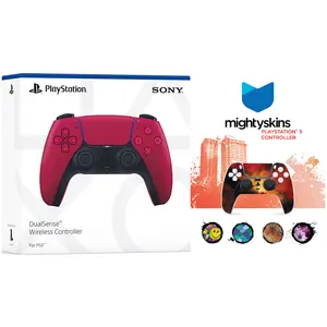 Sony PlayStation 5 DualSense Wireless Controller with MightySkins Custom Decal Skin Voucher - Cosmic Red