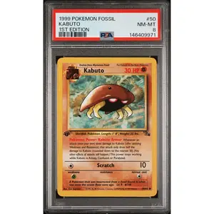 Kabuto 1st Edition PSA 8 1999 Pokemon Fossil #50