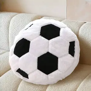 Classic Plush Football Pillow, Ultra Soft Skin-Friendly Faux Fur Fill, Home Office Decor, Soft Furry Cushion, Gift for Soccer Lovers