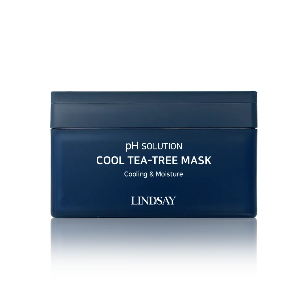 LINDSAY pH Solution Cool Tea-Tree Sheet Mask - 24 Sheets (300g) Daily Pull-Out Box, Soothing & Hydrating Cooling Facial Mask with Tweezers