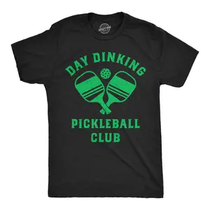 Mens Funny T Shirts Day Dinking Pickleball Club Sarcastic Graphic Novelty Tee for Men Mens Funny T Shirts Cool Vintage Fashion T-Shirt Gift Classic Menswear Pickle Ball Apparel for Men Funny Sarcastic Short Black -