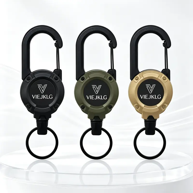 Portable Extended Rebound Telescopic Key Buckle with High-Strength Anti-Breakage Steel Wire Rope Ring for Hiking, Fishing, Commuting