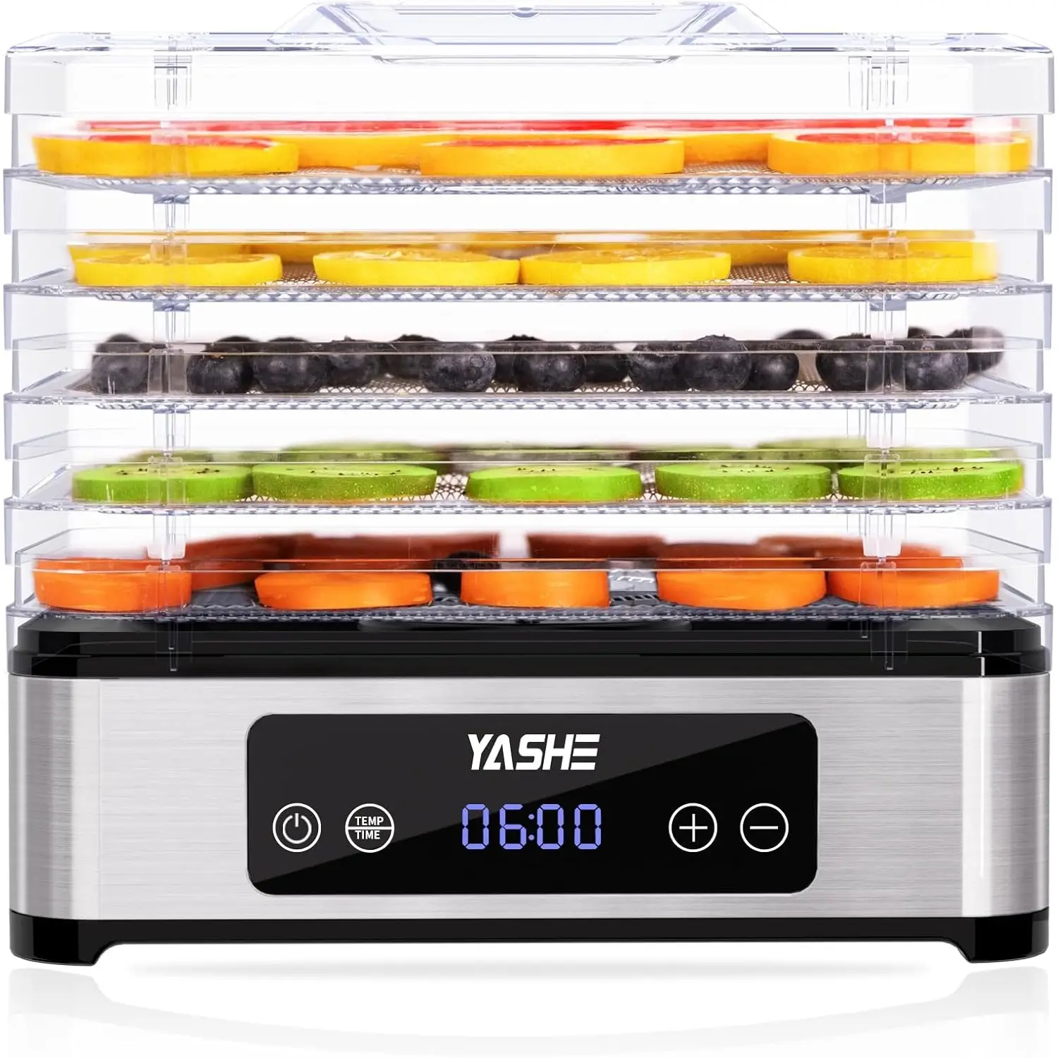 YASHE Food Dehydrator Machine, 5 Stainless Steel Trays, 48H Timer, Temperature Control, Recipe Book – Perfect for Jerky, Meat, Fruit & Dog Treats Appl