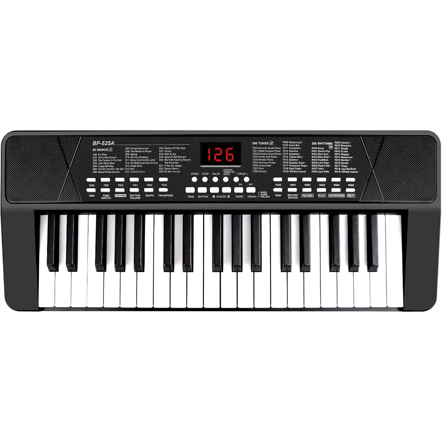 Piano Keyboard for Beginners, 37  Built-in 1200A Rechargeable   Piano Keyboards Portable usic Pianos Keyboard with ic LED Screen Teaching  for Beginners, Black