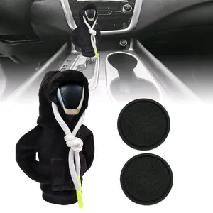 Car Accessory Kit Gear Shift Hoodie and Coasters Stylish Knob Cover and Cup Holder Coasters for Enhanced Vehicle Interior