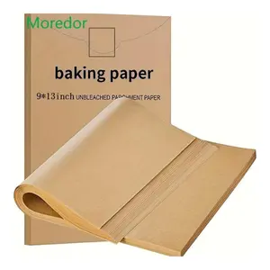 100 Pcs Unbleached Parchment Paper Baking Sheets, 9x13 In Precut Non-Stick Bakeware Utensils for Kitchen, Baking, Grilling