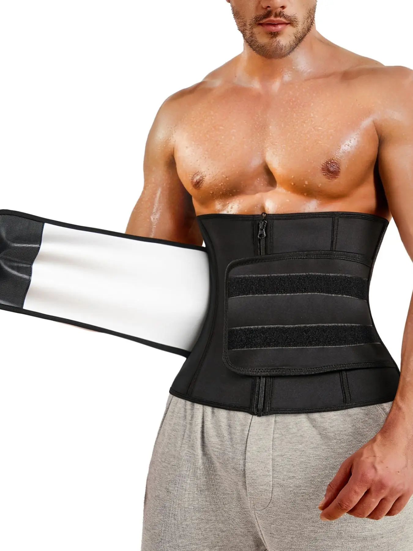 1 Count Of Men's Hot Sweat Abdominal Sauna Shaping Belt, Casual Fitness Exercise Promotes Perspiration and Slimming