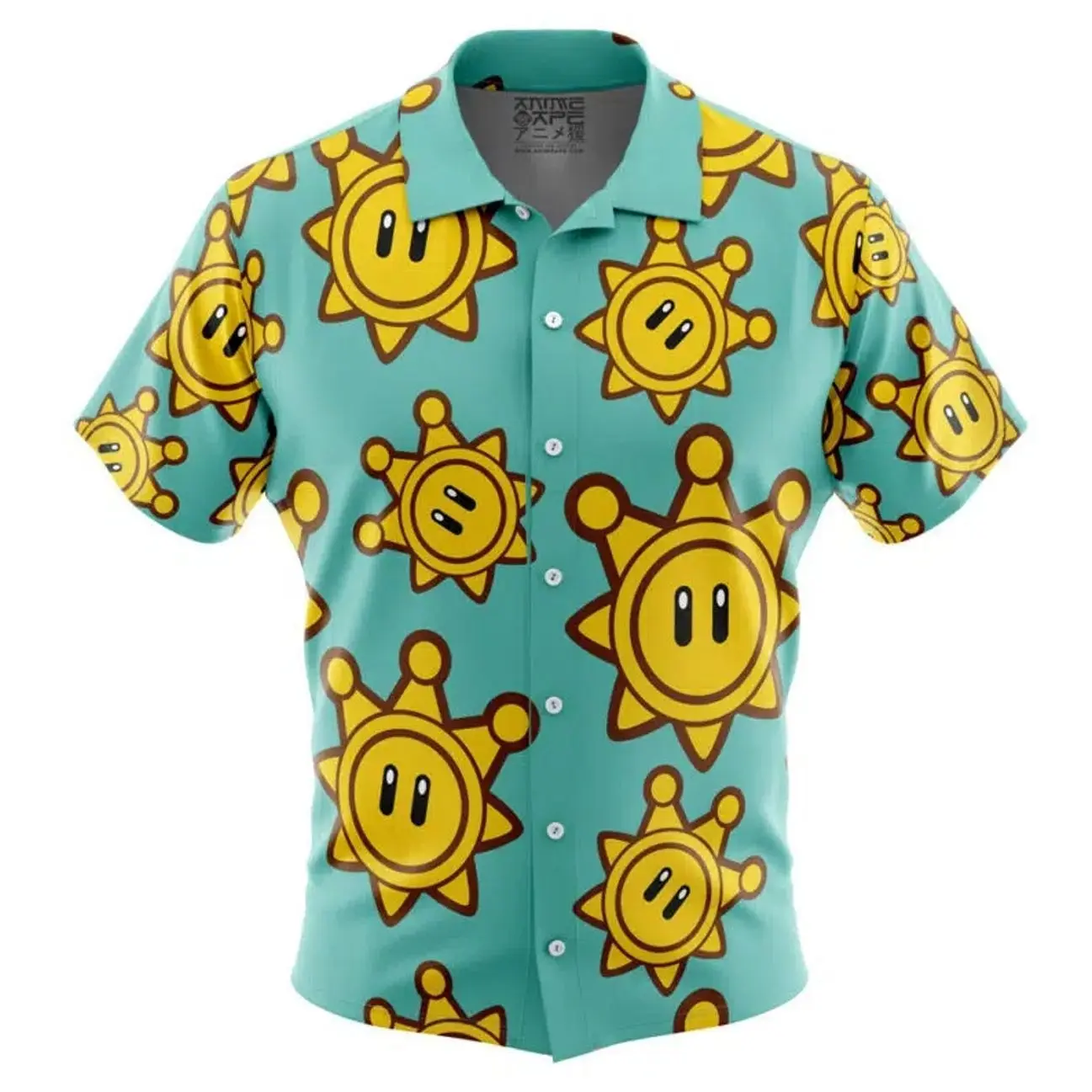 Shine Sprite Super Mario Bros Sunshine Button Up Hawaiian Shirt
