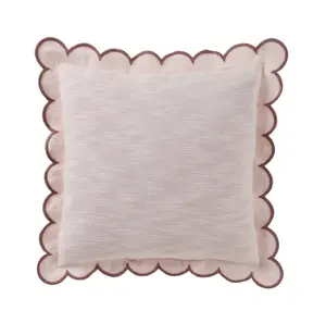 19 x 19 Blush Pink Scallop Flange Cotton-Rich Decorate Pillow