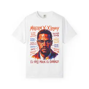 Malcolm X Legacy portrait T-shirt | El-Hajj Malik El-Shabazz graphic tee