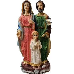 La Sagrada Familia Figura Religiosa 12 Pulgadas de Alto Recina con Detalles Coloridos y Diseño Elegante