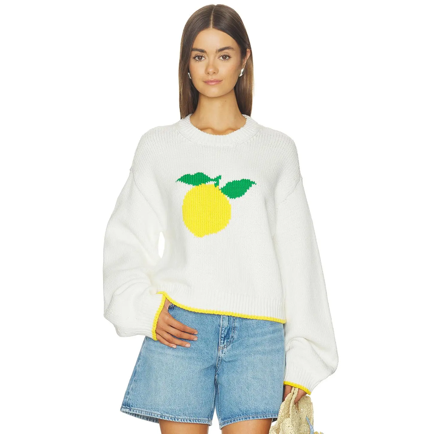 MAJORELLE Lennex Crew Neck Sweater in Cream Multi