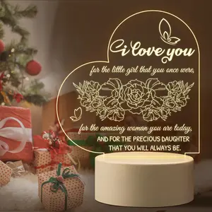 Letter & Flower Pattern Night Light, 1 Count USB Plug in Desktop LED Lamp, Decorative Light for Home Party Festival, Gift for Daughter from Dad