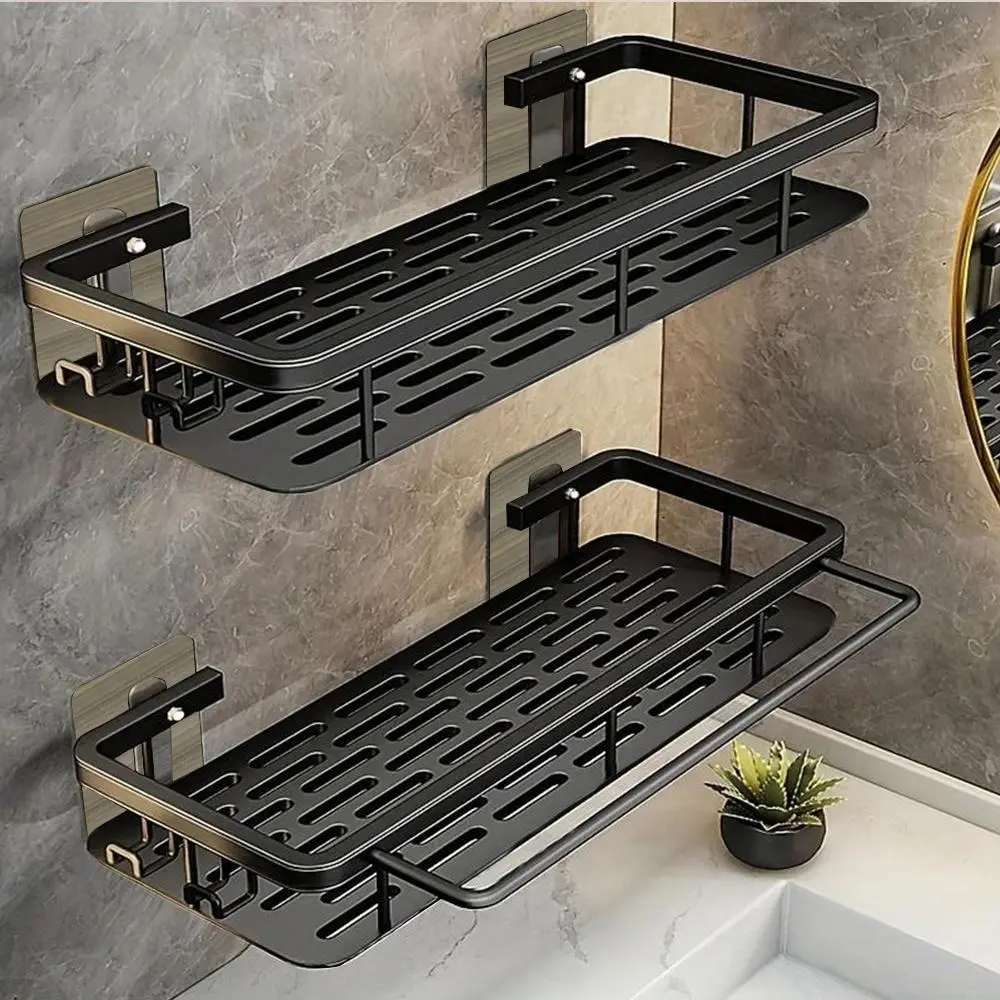 Bathroom Shelf, 2 Counts/set Wall Mounted No-drill Hanging Shower Organizer, Shower Storage, Space-saving Organizer with Hook, Shower Rack, Bathroom Accessories, Shower Bath Tool, Home Goods Shower Caddy