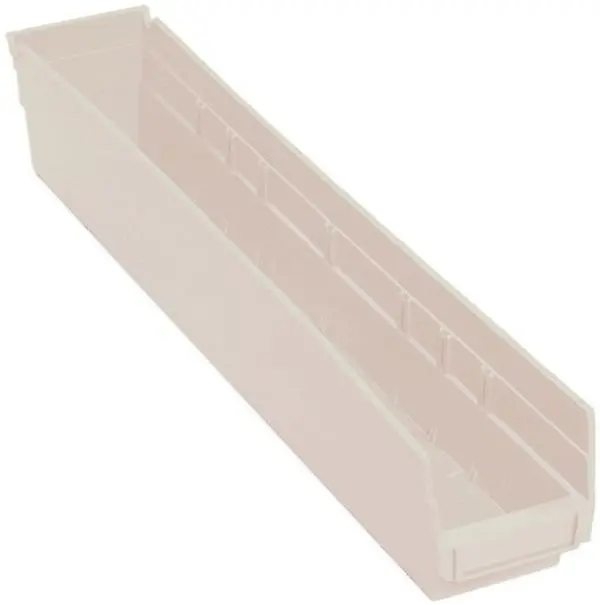 Quantum Storage QSB105IV Economy Plastic Shelf Bin Organiser, Ivory - 4 in. Height, 23.62 x 4.12 x 4 in. Dimensions, Home Storage Boxes