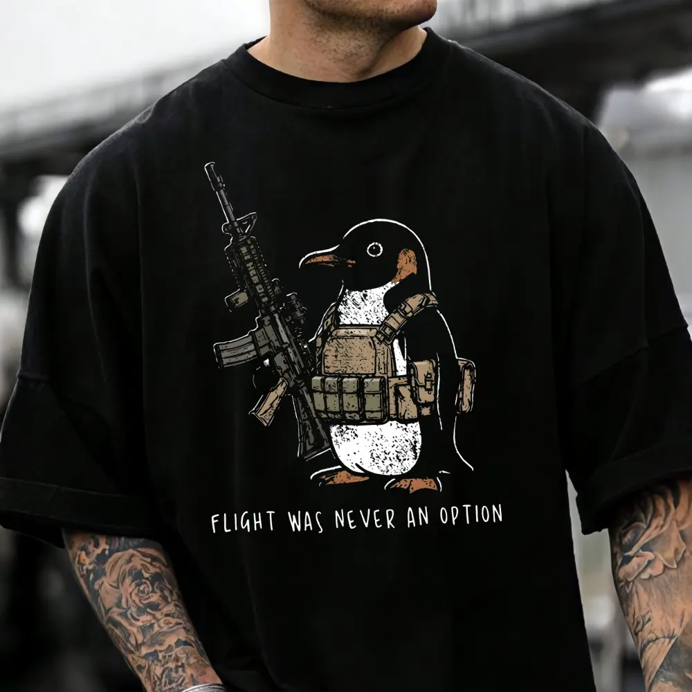 Flight Was Never An Option T-Shirt, Tactical Penguin Tee