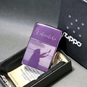 Abyss Purple Custom Engraved Zippo Lighter Case - Personalized with Your Photo & Text, Made in USA, Gift Box Included, Lifetime Guarantee Windproof Lucky Lighter vintage
