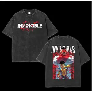 Invincible Mark Grayson Graphic T-Shirt for Men | Classic Oversized Mineral Wash Superhero Tee | Limited Edition Vintage Style Comic Book Fan Gift | Heavyweight Ribbed Short Sleeve Streetwear Top