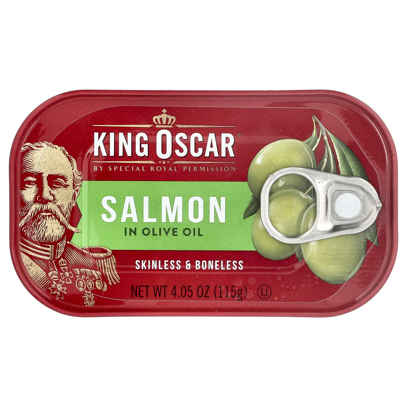 King Oscar Skinless & Boneless Salmon in Olive Oil, 4.05 oz (115 g) King Oscar Skinless & Boneless Salmon in Olive Oil, 4.05 oz (115 g)