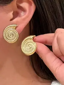 Fashion Snail Ear Studs, French Style Stainless Steel Earrings, Simple Daily Wear Jewelry Gift