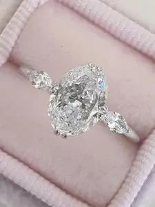 Oval Shaped Cubic Zirconia Ring, Fashion Jewelry for Party, Daily Clothing Decor, Trendy All-match & Exquisite Jewelry for Birthday Gift