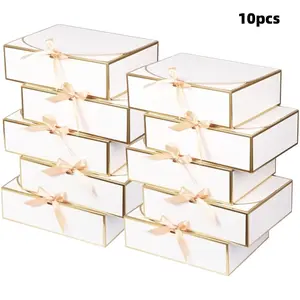 Luxury Gift Box Set of 10, Large Box with Lid and Ribbon, Gift Box Design, 10.63x7.87x3.15 Inches, Perfect for Valentine's Day, Mother's Day, Wedding Birthdays