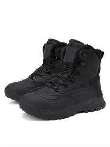 New Winter Warm Outdoor Snow Boots, Thick Sole Fleece Lined, Wear-Resistant Non-Slip Mid-Calf Boots, Tpr Outsole for Complex Scenarios