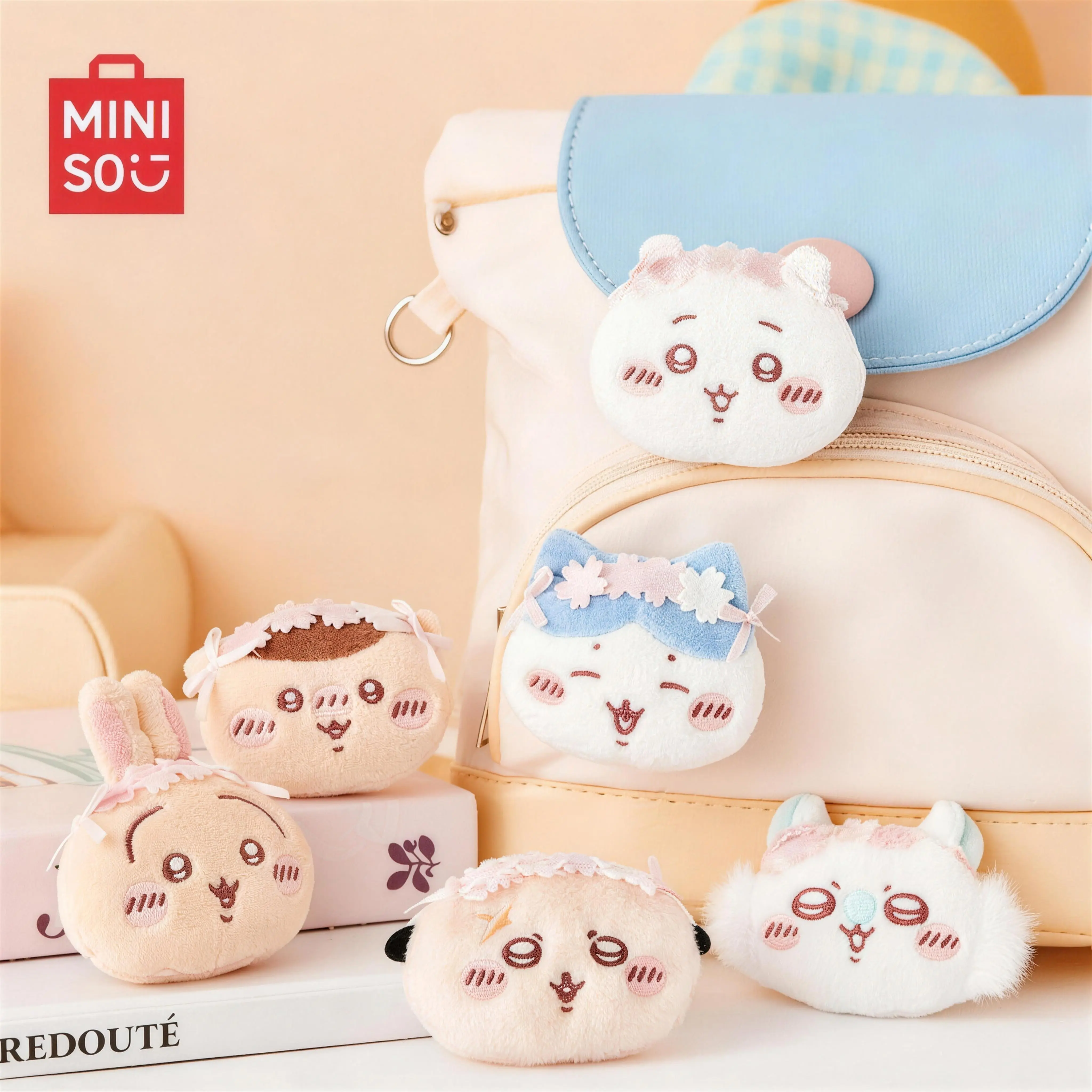 MINISO Genuine Chiikawa Cherry Blossom Plush Badge Pins, Cute Hachiware Usagi Chiikawa Design, Soft Plush with Sakura Decor, Sturdy Metal Pin, Ideal Bag & Clothing Accessories, Perfect Gift for Anime Fans,Perfect Gift for Mom,#Summervibes