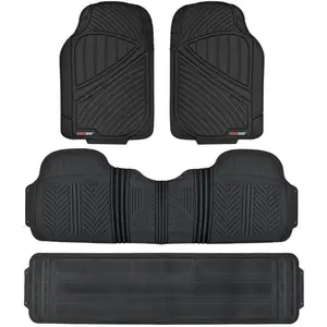 Motor Trend 3 Row Odorless Rubber Floor Mats & Liners for Car SUV Van, Durable Heavy Duty Polymerized Latex Full Interior Protection, Extra-High Ridgeline Design, Black, Model Number: MT-773-801-BK