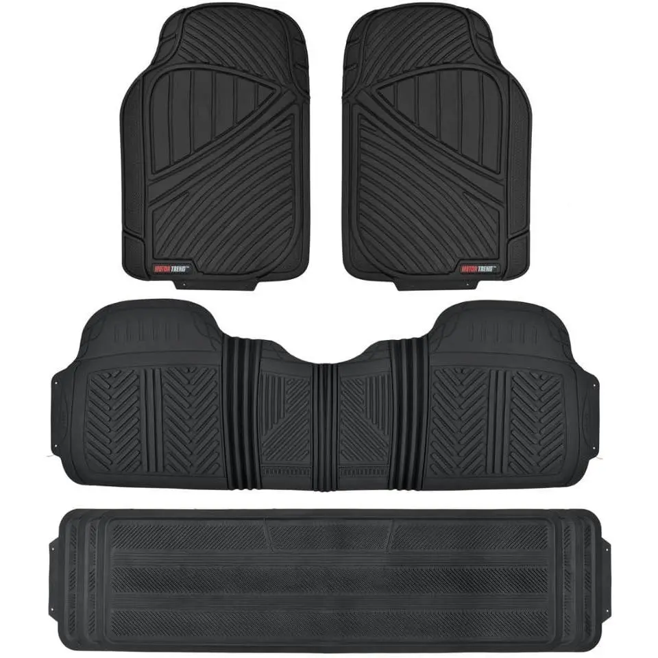 Motor Trend 3 Row Odorless Rubber Floor Mats & Liners for Car SUV Van, Durable Heavy Duty Polymerized Latex Full Interior Protection, Extra-High Ridgeline Design, Black, Model Number: MT-773-801-BK