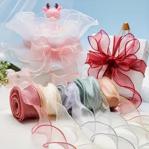 5 Rolls 10 Yards Transparent Organza Tail Shape Ribbon, Christmas Tree Decor, Gift Wrapping, Wedding Decoration, Headpiece, Luxury Bouquet, Cake Decor, DIY Crafts