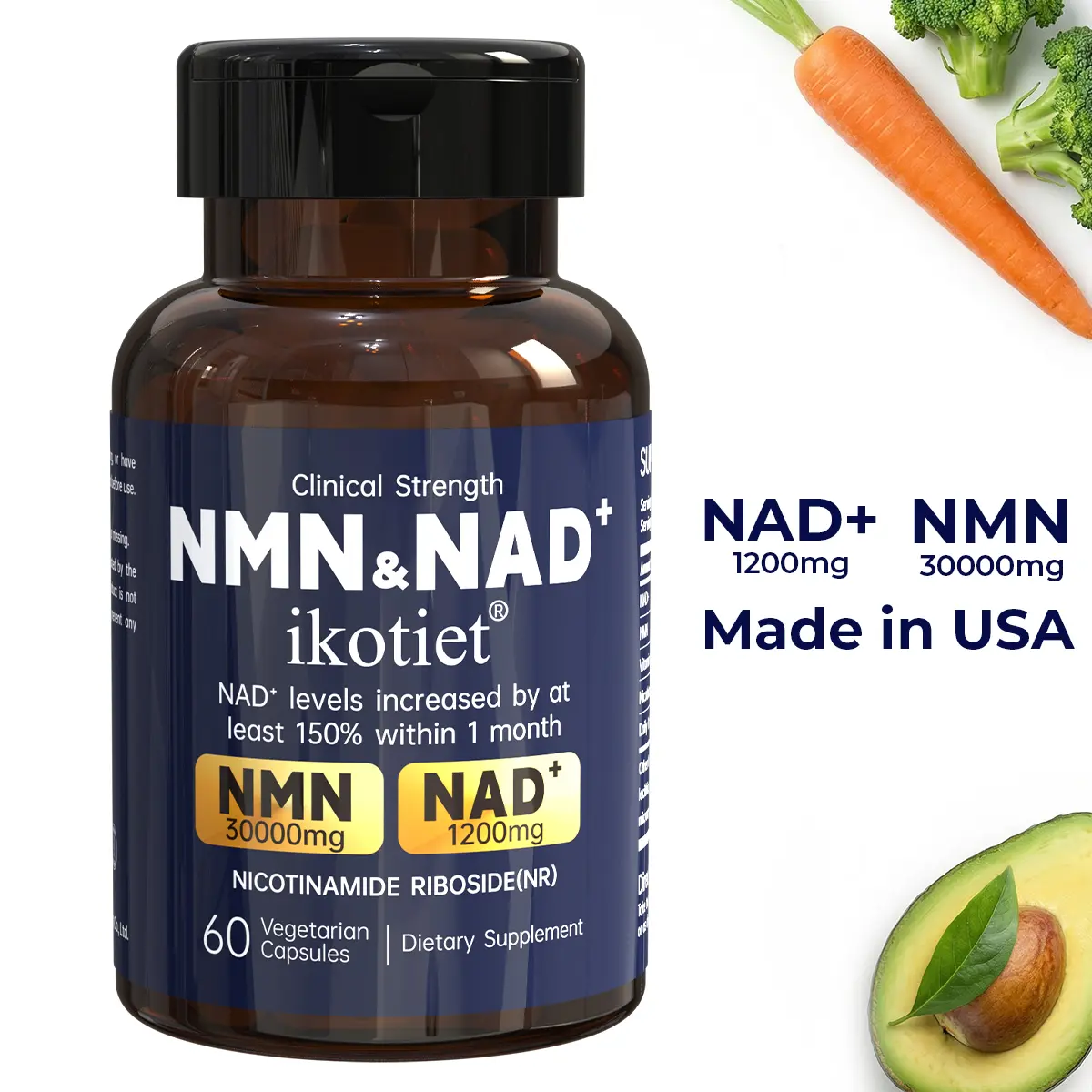 IKOTIET Men's Wellness Multivitamin Vegan Capsules (NMN + NAD+ + NR + Vitamin A) – Daily Wellness Supplement Designed for Sedentary Office Workers; Supports Overall Wellness, Visual Comfort, and Skin Nourishment [180 Capsules]