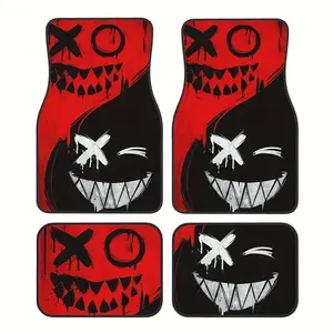 Halloween Car Floor Mats Set of 4, Polyester Fiber Material, Easy Clean, Spooky Design Details, Fits Most Vehicles, Floor Mats for Car